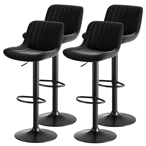 Generisch Schwarzes Esszimmer-Barhocker-Drehstühle, 4er-Set – samtbezogen, höhenverstellbar, 360°-Schwenkfunktion Generisch Schwarzes Esszimmer-Barhocker-Drehstühle, 4er-Set – samtbezogen, höhenverstellbar, 360°-Schwenkfunktion von Generisch