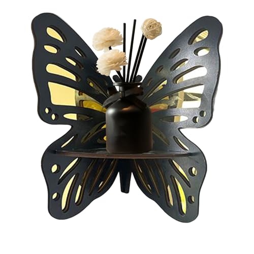Generisch Schwebende Eckregal | Schwebendes Dekoratives Wandregal Mit Schmetterlingsdesign,Retro Bücherregal & Aufbewahrungsständer Für Büro Küche Badezimmer Schlafzimmer von Generisch