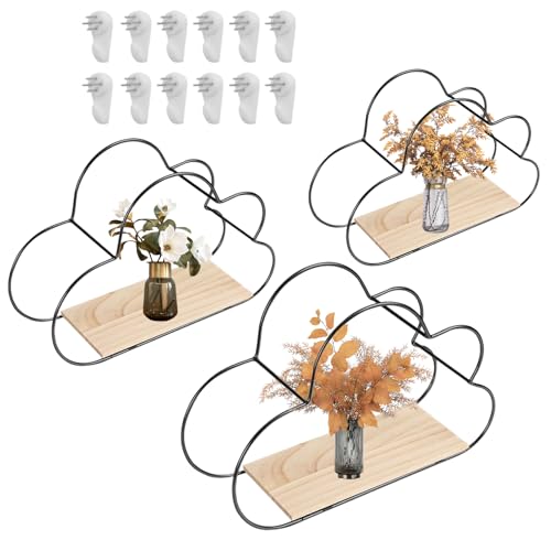 Generisch Schwebende Regale, Cloud Wandregal Mit Schwebenden Regalbrettern, 3 Teile Aufbewahrungsregal Deko Regalbrett Wohnzimmer Schlafzimmer Badezimmer Landhausstil von Generisch
