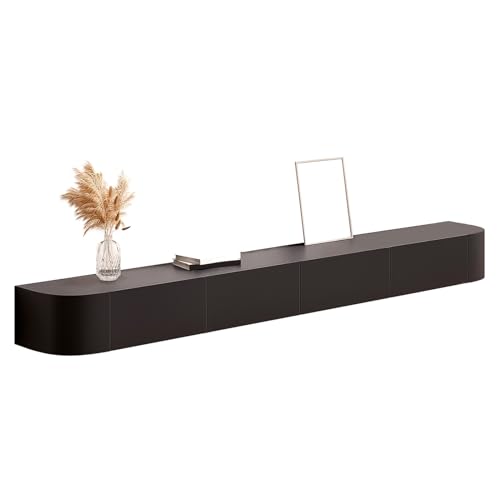 Generisch Schwebender TV-Ständer, Wand-TV-Schrank, Mit Schubladen, Hohlrückwand, Massivholz, Weißes TV-Regal, Modernes Entertainment-Center, TV-Möbel, Für Wohnzimmer, Schlafzimmer(Schwarz,220cm) von Generisch