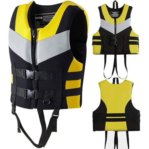 Generisch Schwimmweste Erwachsene, Neopren Rettungsweste für Herren/Damen, Life Jacket, Tragbar Kajak Auftriebsweste, Verstellbare Schwimmhilfe zum Schwimmen, SUP, Surfen, Jetski,Gelb,XXL(BB) von Generisch