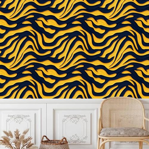 Generisch Selbstklebend Tapete Tigerstreifen Tapete 30CM×12M Dschungeltigerkunst Möbelfolie Wasserdicht Vinyl Folie Klebefolie DIY Dekorfolie Abnehmbar Klebetapete für Wohnzimmer Schlafzimmer von Generisch