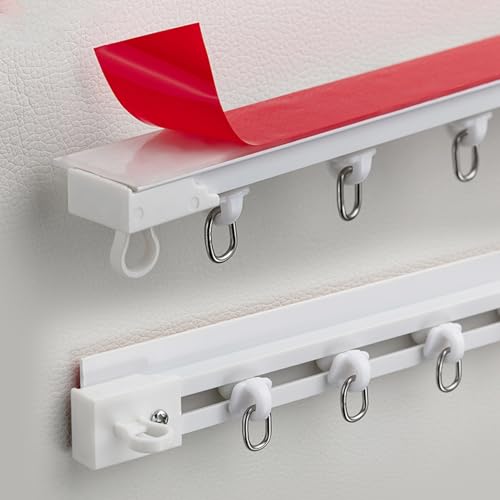 Generisch Selbstklebende Gardinenschiene Vorhangschiene Müheloses Gleiten L: 30-600 cm für Wohnmobil-Vorhangschiene Duschvorhang Schiene Schrank Ohne Bohren Decken- oder Wandmontage(140cm/4.59ft) von Generisch