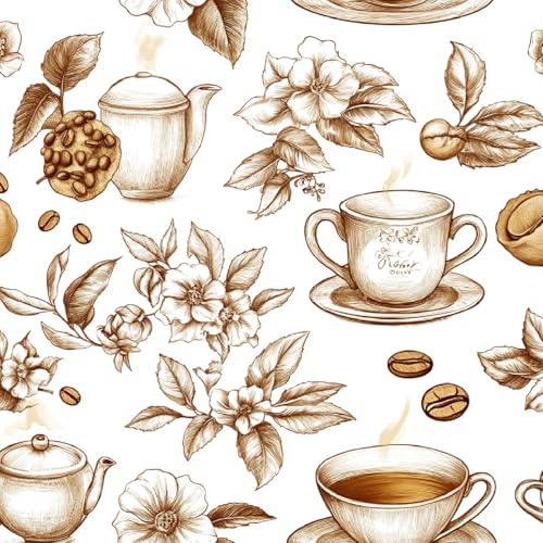 Generisch Selbstklebende Tapete 44 x 300 cm Klebefolie Möbel Wasserkocher Geschirr Dekorfolie Möbelfolie Malen Kaffee Mustertapete Wandtapete Wohnzimmer Schlafzimmer Wasserdicht Wallpaper Küche von Generisch