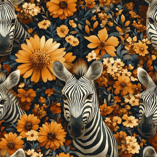 Generisch Selbstklebende Tapete 44x300 cm Klebefolie Möbel Zebra Blumen Dekorfolie Möbelfolie Vintage Bemalt Mustertapete Wandtapete Wohnzimmer Schlafzimmer Wasserdicht Wallpaper Küche von Generisch