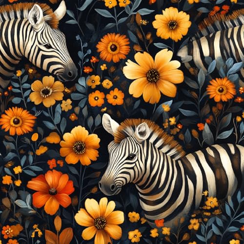 Generisch Selbstklebende Tapete 44x300 cm Klebefolie Möbel Zebra Blumen Dekorfolie Möbelfolie Vintage Bemalt Mustertapete Wandtapete Wohnzimmer Schlafzimmer Wasserdicht Wallpaper Küche von Generisch