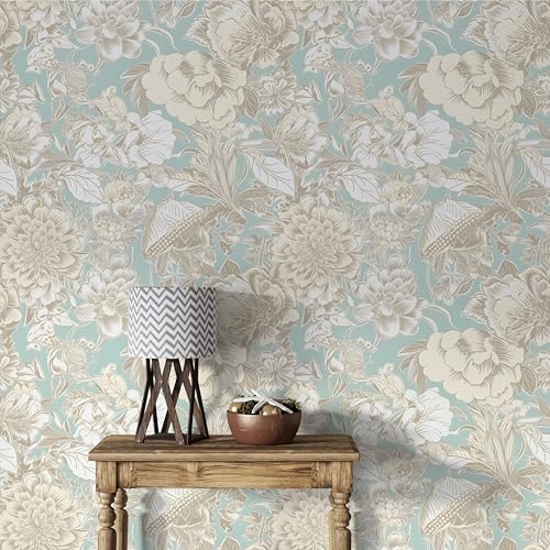 Generisch Selbstklebende Tapete Wandpapier 40x1000cm, Blumen, Pflanzen Mustertapete, Retro Wallpaper, Blau Wasserfest Vinyl Tapeten für Möbel, Wände, Wohn, Schlafzimmer -Ba145 Generisch Selbstklebende Tapete Wandpapier 40x1000cm, Blumen, Pflanzen Mustertapete, Retro Wallpaper, Blau Wasserfest Vinyl Tapeten für Möbel, Wände, Wohn, Schlafzimmer -Ba145 von Generisch