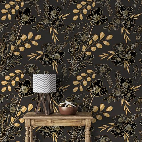 Generisch Selbstklebende Tapete Wandpapier 40x100cm, Schwarze Blumen, Mustertapete, Pflanzen Wallpaper, Schwarz Wasserfest Vinyl Tapeten für Möbel, Wände, Wohn, Schlafzimmer -Bb117 Generisch Selbstklebende Tapete Wandpapier 40x100cm, Schwarze Blumen, Mustertapete, Pflanzen Wallpaper, Schwarz Wasserfest Vinyl Tapeten für Möbel, Wände, Wohn, Schlafzimmer -Bb117 von Generisch