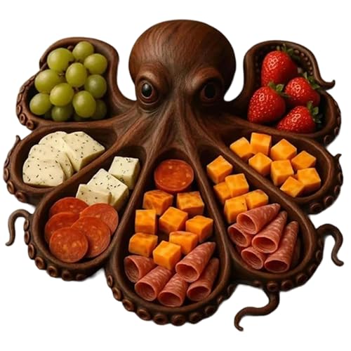 Generisch Servierplatten,Octopus-Design Holz Charcuterie Servierplatte - Präsentationsbehälter Mit Unterteilung Für Die Präsentation Von Vorspeisen, Käse, Meeresfrüchte, Generisch Servierplatten,Octopus-Design Holz Charcuterie Servierplatte - Präsentationsbehälter Mit Unterteilung Für Die Präsentation Von Vorspeisen, Käse, Meeresfrüchte, von Generisch