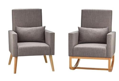 Generisch Sessel Fernsehsessel Massivholz Schwingsessel 2in1 Polstersessel Grau mit Kissen Stuhl Relaxssessel Schaukelstuhl Einzelsessel Loungesessel von Generisch