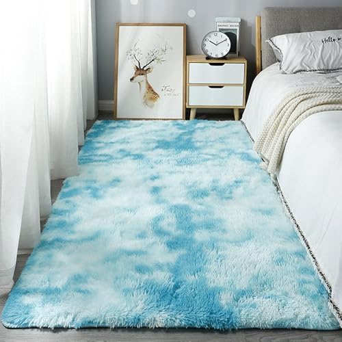 Generisch Shaggy Hochflor Teppich Flauschig rutschfest Waschbar Moderne Deko Teppich für Schlafzimmer, Wohnzimmer,Light Blue,200cm×400cm Generisch Shaggy Hochflor Teppich Flauschig rutschfest Waschbar Moderne Deko Teppich für Schlafzimmer, Wohnzimmer,Light Blue,200cm×400cm von Generisch