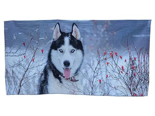 Generisch Siberian Husky Wolf Gothic Handtuch Badetuch Duschtuch Strandtuch von Generisch