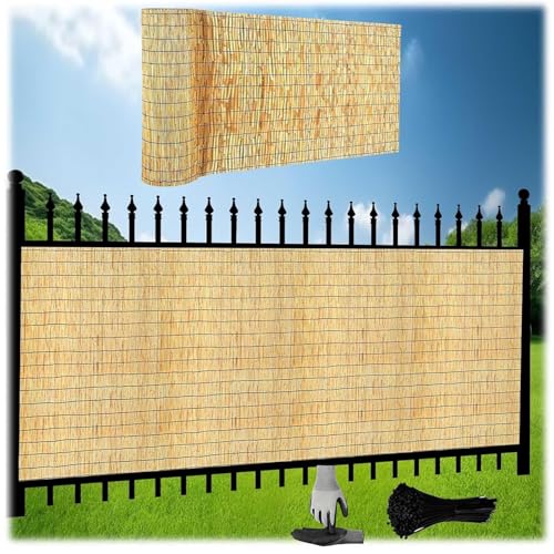 Generisch Sichtschutz Balkon, Windschutzmattens Strohmatten Sichtschutzs 30cm 40cm 50cm 60cm 90cm 100cm 110cm 130cm 150cm 180cm Bambusmatte Für Terrasse Und Garten Pool Dach(Natural Black line) von Generisch