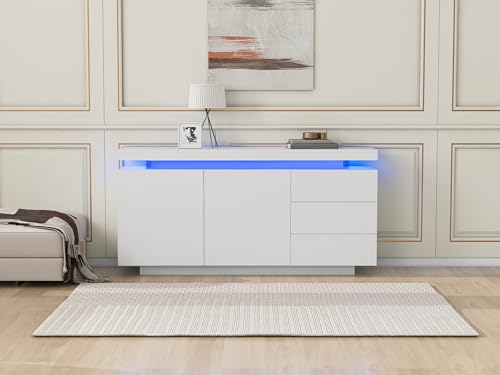 Generisch Sideboard Schrank Modern Wohnzimmer Beistellschrank Standschrank Kommode Highboard Anrichte Möbel 2 Türen 3 Schubladen Hochglanz Sideboard mit Grifflose 140x35x72.5cm - Weiß Generisch Sideboard Schrank Modern Wohnzimmer Beistellschrank Standschrank Kommode Highboard Anrichte Möbel 2 Türen 3 Schubladen Hochglanz Sideboard mit Grifflose 140x35x72.5cm - Weiß von Generisch