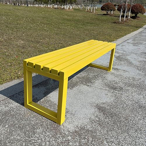 Generisch Sitzbank Outdoor Gartenbank Wetterfest Terrassenbank Gartenmöbel Schwarz 2-4-Sitzer Ohne Lehne Metall 100x40x45cm Für Terrase Balkon Garten(Gelb,150x40x45cm) von Generisch
