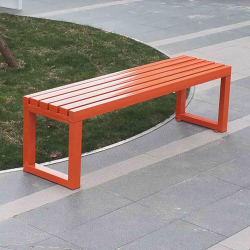 Generisch Sitzbank Outdoor Gartenbank Wetterfest Terrassenbank Gartenmöbel Schwarz 2-4-Sitzer Ohne Lehne Metall 100x40x45cm Für Terrase Balkon Garten(Orange,150x40x45cm) von Generisch