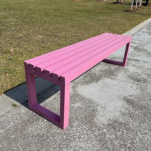 Generisch Sitzbank Outdoor Gartenbank Wetterfest Terrassenbank Gartenmöbel Schwarz 2-4-Sitzer Ohne Lehne Metall 100x40x45cm Für Terrase Balkon Garten(Pink,180x40x45cm) von Generisch
