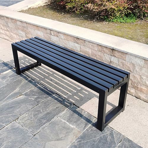 Generisch Sitzbank Outdoor Gartenbank Wetterfest Terrassenbank Gartenmöbel Schwarz 2-4-Sitzer Ohne Lehne Metall 100x40x45cm Für Terrase Balkon Garten(Schwarz,150x40x45cm) von Generisch