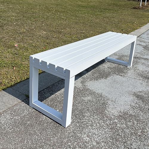 Generisch Sitzbank Outdoor Gartenbank Wetterfest Terrassenbank Gartenmöbel Schwarz 2-4-Sitzer Ohne Lehne Metall 100x40x45cm Für Terrase Balkon Garten(Weiß,120x40x45cm) von Generisch