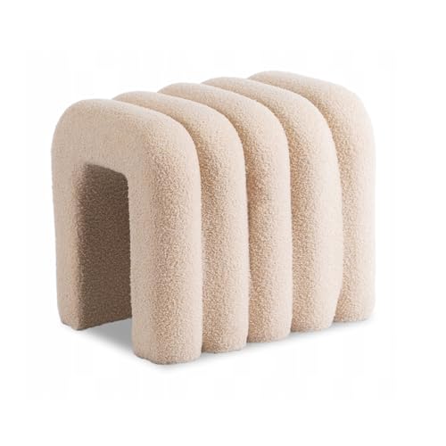Generisch Sitzhocker Polsterhocker Pouf Sitzpouf Sitzpuff Gepolstert Comfort Teddyfell (Beige) von Generisch