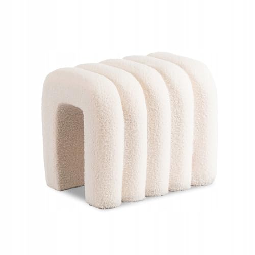 Generisch Sitzhocker Polsterhocker Pouf Sitzpouf Sitzpuff Gepolstert Comfort Teddyfell (Cremig) von Generisch