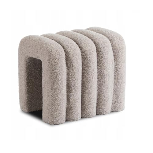 Generisch Sitzhocker Polsterhocker Pouf Sitzpouf Sitzpuff Gepolstert Comfort Teddyfell (Grau) von Generisch