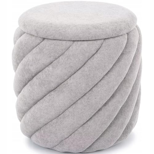 Generisch Sitzhocker Sitzpouf Polsterhocker Fußhocker mit Praktischem Stauraum Grau/Beige (Grau) von Generisch