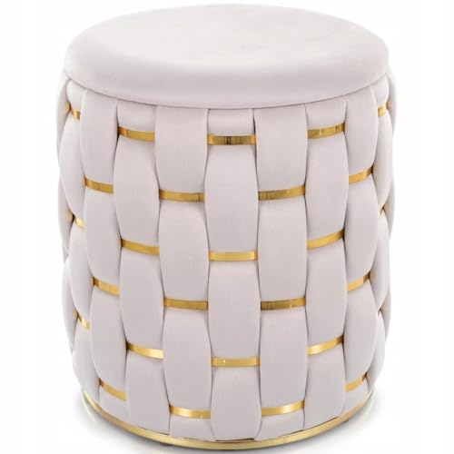 Generisch Sitzpouf Sitzhocker Hocker Fußhocker Polsterhocker mit Stauraum Rund Glamour (Beige) von Generisch