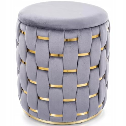 Generisch Sitzpouf Sitzhocker Hocker Fußhocker Polsterhocker mit Stauraum Rund Glamour (Grau) von Generisch