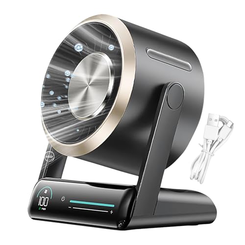 Generisch Smart Digital Display Touch Desktop -Lüfter, ruhiger tragbarer Lüfter, Desktop -Luftzirkulator, wiederaufladbar, Geschwindigkeitsüberwachung, 16.6x11.7x20,2 cm, für friedlichen Schlaf von Generisch