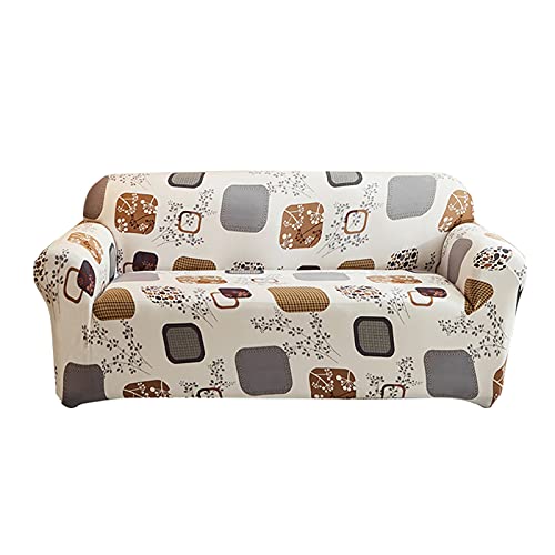 Generisch Sofa Bezug Stretch aus elastischem Stoff, Möbelbezug für 3-Sitzer, Spandex-bedrucktes Muster, Schonbezüge für Couch (Kaffee) von Generisch