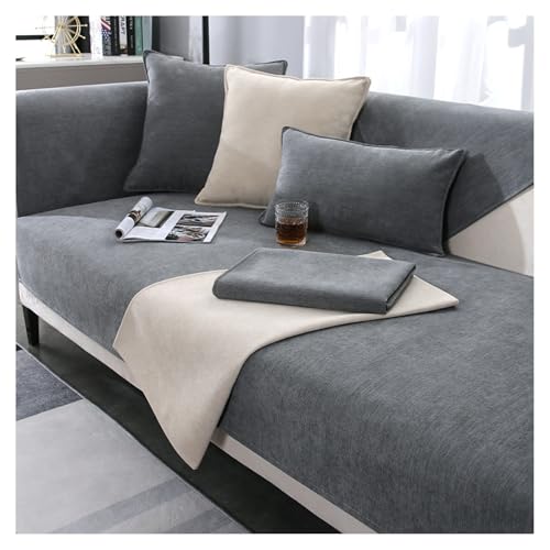 Generisch Sofa Überzug Chenille Sofabezug Weiche: Haustier rutschfest Sofaschoner Vintage 1/2/3/4 Sitzer Couch Überzug Einfarbig Sofaüberwürfe für U Form L Form Sektionssofa (AA) von Generisch