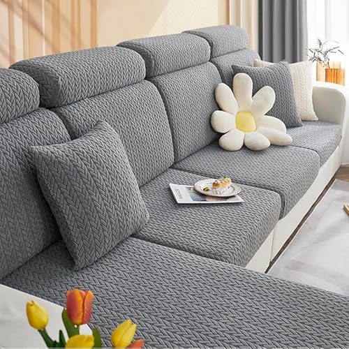 Generisch Sofa Überzug Sofa Sitzkissenbezüg Universal Stretch Sofabezug Couch Bezug L Form Weich Sofasitzbezug Couch Überzug Sofa Cover Mit Armlehnen Sofaschutz (Dunkelgrau, 2 SITZER) von Generisch