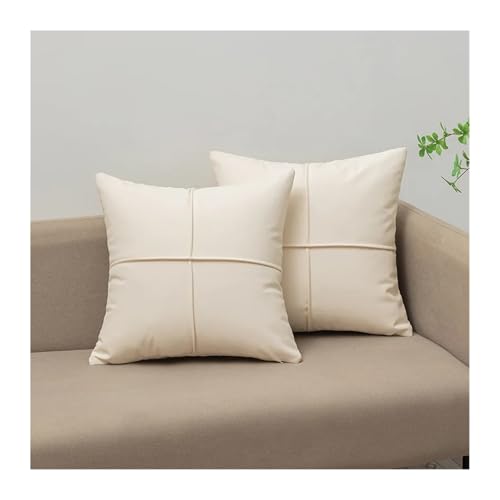 Generisch Sofakissen aus Stoff, Kunstleder, waschfreies Kissen for Wohnzimmer, Schlafzimmer, Nachttisch und Lendenwirbelstütze, 45 x 45 cm(02 Cream) von Generisch