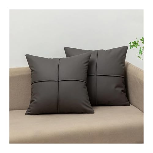Generisch Sofakissen aus Stoff, Kunstleder, waschfreies Kissen for Wohnzimmer, Schlafzimmer, Nachttisch und Lendenwirbelstütze, 45 x 45 cm(05 Dark Gray) von Generisch