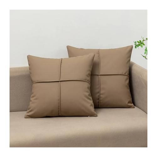 Generisch Sofakissen aus Stoff, Kunstleder, waschfreies Kissen for Wohnzimmer, Schlafzimmer, Nachttisch und Lendenwirbelstütze, 45 x 45 cm(07 Khaki) von Generisch