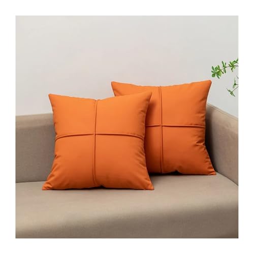 Generisch Sofakissen aus Stoff, Kunstleder, waschfreies Kissen for Wohnzimmer, Schlafzimmer, Nachttisch und Lendenwirbelstütze, 45 x 45 cm(08 Orange) von Generisch