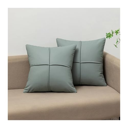 Generisch Sofakissen aus Stoff, Kunstleder, waschfreies Kissen for Wohnzimmer, Schlafzimmer, Nachttisch und Lendenwirbelstütze, 45 x 45 cm(09 Light Blue) von Generisch