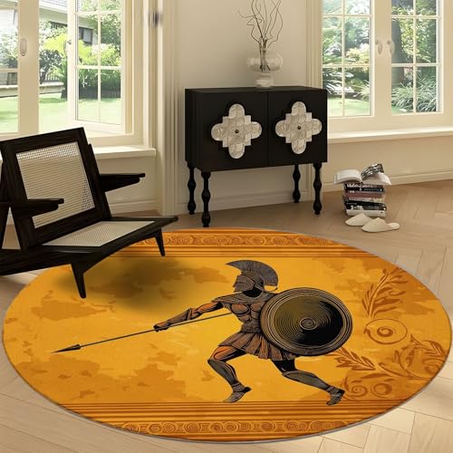 Generisch Soldat Schild Blumen Rund Teppich 90 cm, Traditioneller Tribal Stil Weicher rutschfest Waschbarer Kurzflor Wohnzimmer Teppiche - für Eingangsbereich Innen Schlafzimmer Kinderzimmer Generisch Soldat Schild Blumen Rund Teppich 90 cm, Traditioneller Tribal Stil Weicher rutschfest Waschbarer Kurzflor Wohnzimmer Teppiche - für Eingangsbereich Innen Schlafzimmer Kinderzimmer von Generisch