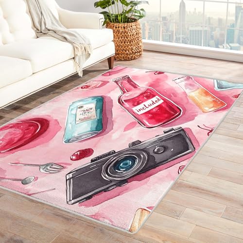 Generisch Sommer Getränke Teppich Wohnzimmer, Rosa Mädchen Deko für Schlafzimmer, Waschbarer Teppich 180x240 cm, Anti Rutsch, Kurzflor C28 Generisch Sommer Getränke Teppich Wohnzimmer, Rosa Mädchen Deko für Schlafzimmer, Waschbarer Teppich 180x240 cm, Anti Rutsch, Kurzflor C28 von Generisch