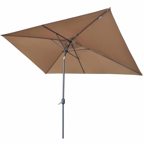 Generisch Sonnenschirm 200 × 300 cm Outdoor-Sonnenschirm mit Neigungsfunktion und Kurbel für Garten Pool Strand Balkon von Generisch