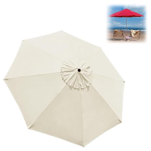 Generisch Sonnenschirm Ersatzbezug 2.0 m - 3.0 m, Terrassenschirm Ersatzdach 6/8 Rippen, Balcony Parasol, Garten Umbrella Cloth Cover Für Hof Strand Pool Markt Tisc(Beige,2.5 m-8 FT/6 Ribs) von Generisch