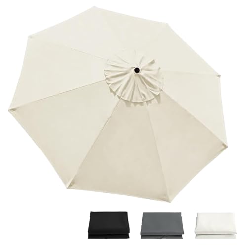Generisch Sonnenschirm Ersatzbezug 2.0 m - 3.0 m, Terrassenschirm Ersatzdach 6/8 Rippen, Balcony Parasol, Garten Umbrella Cloth Cover Für Hof Strand Pool Markt Tisc(Beige,2.7 m-9 FT/8 Ribs) von Generisch