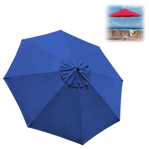 Generisch Sonnenschirm Ersatzbezug 2.0 m - 3.0 m, Terrassenschirm Ersatzdach 6/8 Rippen, Balcony Parasol, Garten Umbrella Cloth Cover Für Hof Strand Pool Markt Tisc(Blau,2.7 m-9 FT/6 Ribs) von Generisch