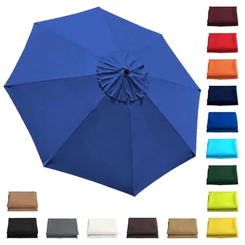Generisch Sonnenschirm Ersatzbezug 2.0 m - 3.0 m, Terrassenschirm Ersatzdach 6/8 Rippen, Balcony Parasol, Garten Umbrella Cloth Cover Für Hof Strand Pool Markt Tisc(Blau,3 m-10 FT/6 Ribs) von Generisch