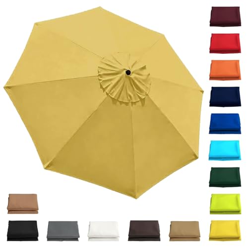 Generisch Sonnenschirm Ersatzbezug 2.0 m - 3.0 m, Terrassenschirm Ersatzdach 6/8 Rippen, Balcony Parasol, Garten Umbrella Cloth Cover Für Hof Strand Pool Markt Tisc(Gelb,2.5 m-8 FT/6 Ribs) von Generisch
