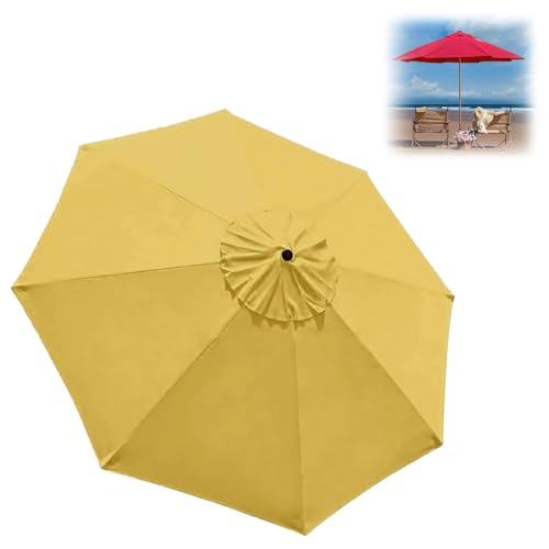 Generisch Sonnenschirm Ersatzbezug 2.0 m - 3.0 m, Terrassenschirm Ersatzdach 6/8 Rippen, Balcony Parasol, Garten Umbrella Cloth Cover Für Hof Strand Pool Markt Tisc(Gelb,2.7 m-9 FT/6 Ribs) von Generisch