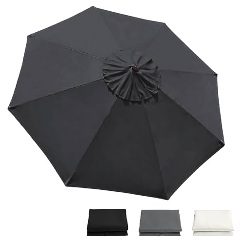 Generisch Sonnenschirm Ersatzbezug 2.0 m - 3.0 m, Terrassenschirm Ersatzdach 6/8 Rippen, Balcony Parasol, Garten Umbrella Cloth Cover Für Hof Strand Pool Markt Tisc(Grau,2.7 m-9 FT/6 Ribs) von Generisch