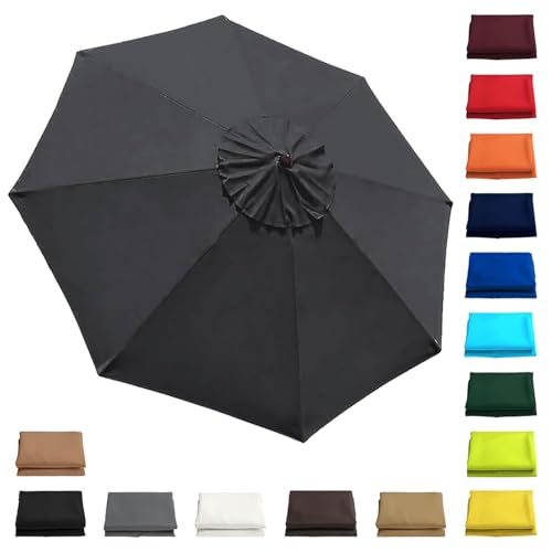 Generisch Sonnenschirm Ersatzbezug 2.0 m - 3.0 m, Terrassenschirm Ersatzdach 6/8 Rippen, Balcony Parasol, Garten Umbrella Cloth Cover Für Hof Strand Pool Markt Tisc(Grau,2.7 m-9 FT/8 Ribs) von Generisch