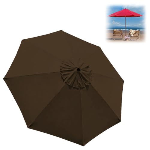 Generisch Sonnenschirm Ersatzbezug 2.0 m - 3.0 m, Terrassenschirm Ersatzdach 6/8 Rippen, Balcony Parasol, Garten Umbrella Cloth Cover Für Hof Strand Pool Markt Tisc(Kaffee,2.7 m-9 FT/8 Ribs) von Generisch